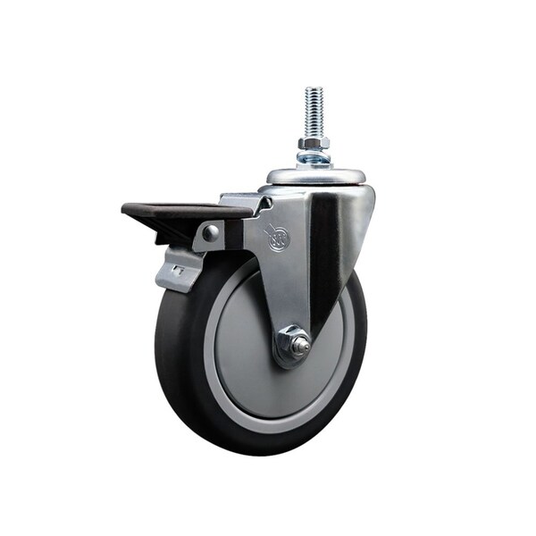 5 Inch Thermoplastic Rubber 12 MM Threaded Stem Caster with Brake